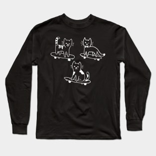 Cats on Skateboards Funny Cute Skateboarding Gift Long Sleeve T-Shirt